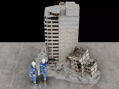 Urban ruins  Low-poly 3D model