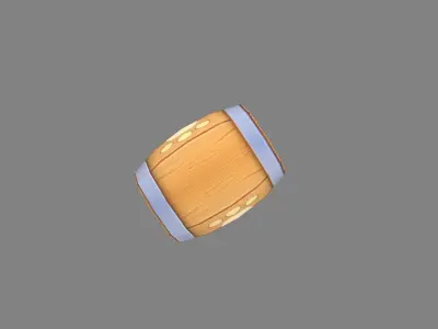 Cartoon wooden hammer with cat paw print  Low-poly 3D model