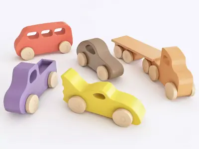 Wooden toy car color 3D model