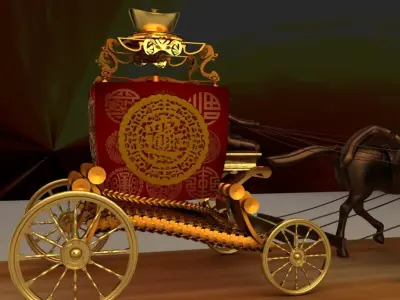 Chinese horse wagon  3D model