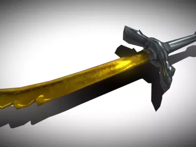 Saw Gold Sword Low-poly 3D model
