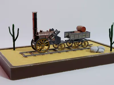 locomotive Rocket Low-poly 3D model