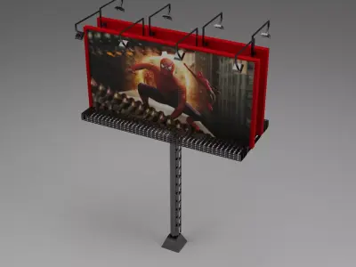 Billboard 3d model with advertisement Low-poly 3D model