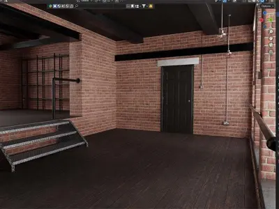 Industrial Building Interior Scene Low-poly 3D model