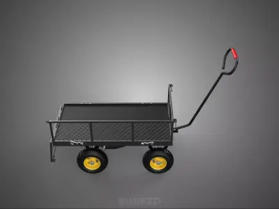 REMOVABLE MESH SIDE PANEL TROLLEY CART WAGON DOLLY UTILITY FOLD 3D model