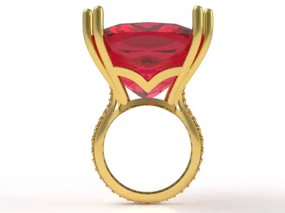 Large Cushion Stone Cocktail Ring 3D print model