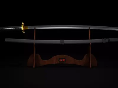 Katana Low-poly 3D model 10