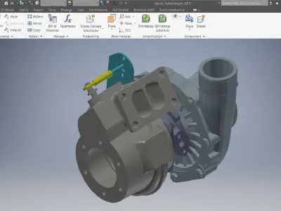 Car Turbocharger GT37 assemble 3D model