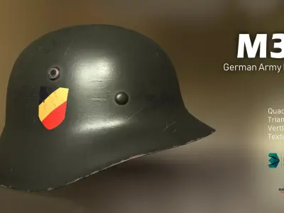 WWII M35 German Helmet Low-poly 3D model