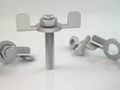 3d Bolt and Nut model 002 Original Sizes Clear Model 3D print  3D print model