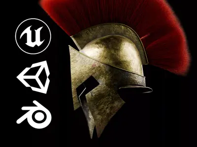 Spartan Helmet Low-poly 3D model 2