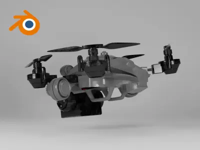 Sci-fi military kamikaze drone with a camera 3D model