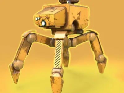 Sentry robot quadruped Low-poly 3D model