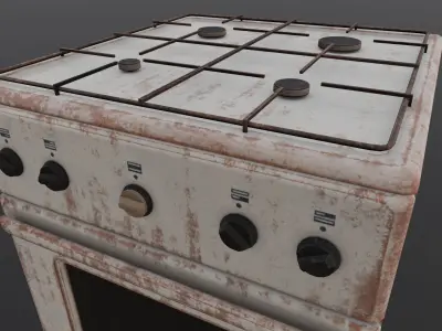 Gas stove 3D Model Low-poly 3D model