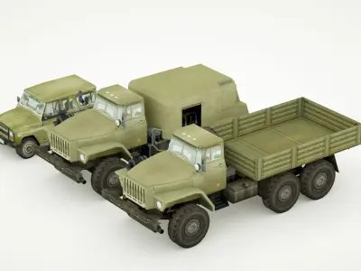 UAZ 469 and Ural 4320 lowpoly collection Low-poly 3D model
