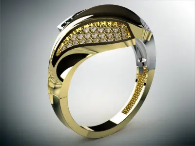 woman diamond ring 2 part  R00098 3D print model