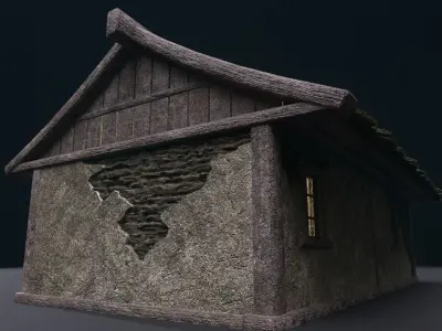 Realistic Medieval House Low-poly 3D model
