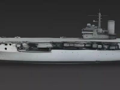 WWII Era Aircraft Carrier 3D Model 3d model Low-poly 3D model