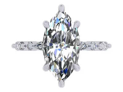 6 Prongs Set Mq Stone Engagement Ring 3D print model purchase