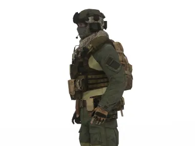 Tactical Spec Ops Soldier Fully Rigged Realistic 3D Model Low-poly 3D model