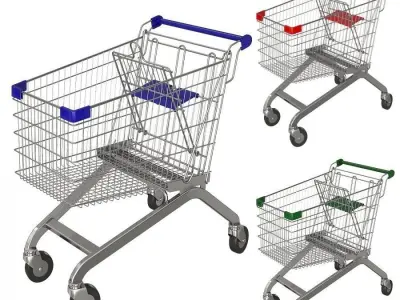 Red shopping cart 3D model purchase