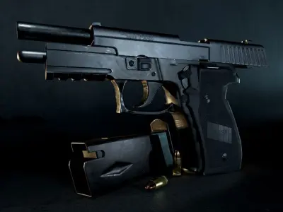 Sig Sauer P226 Pistol Rigged and Animated Low-poly 3D model