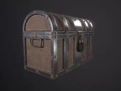 Pirate old treasure chest Low-poly 3D model