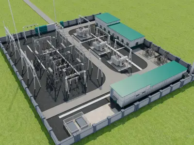 Electrical power substation 3D model purchase