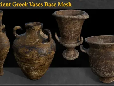 25 Ancient Greek Vases Base Mesh Low-poly 3D model