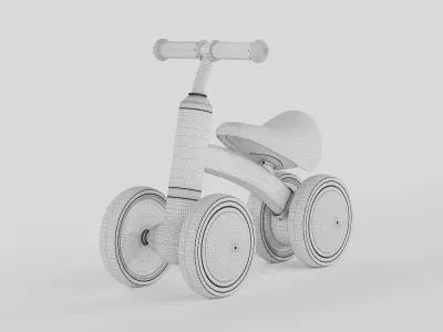 Kids Balance Bike Four Wheel Toy 3D model