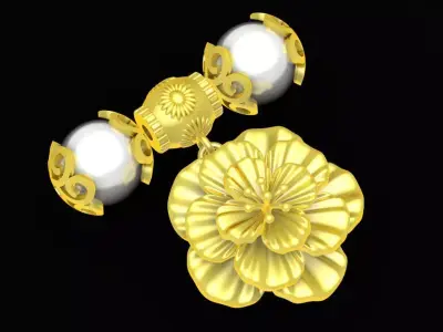 Oriental Floral Decorative Element for Beaded Bracelet 114a 3D print model