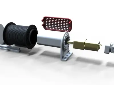 Crane winch functioning 3D print model