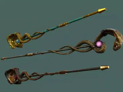 Magic Staff of Apophis Low-poly 3D model
