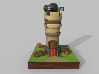 Stylized Tower Low-poly 3D model purchase