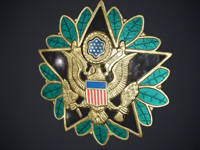 Army Staff Badge Low-poly 3D model