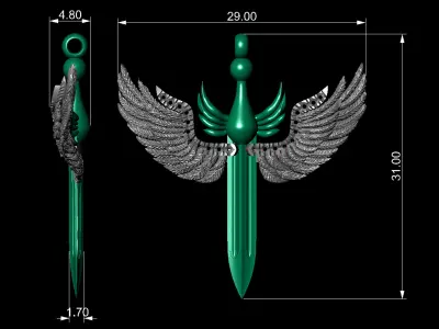 Sword Skull Pendant 3D model