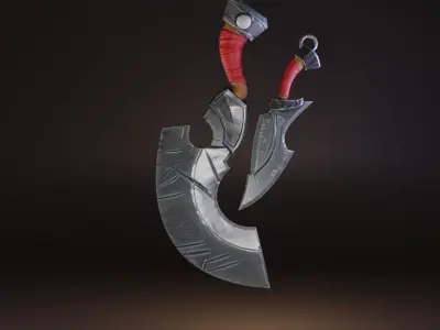 Stylized Medieval Weapons Set Lowpoly PBR Low-poly 3D model