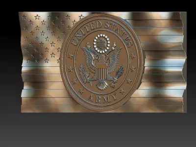 USA United States Flag and Army Eagle 1 3D STL Model 3D model