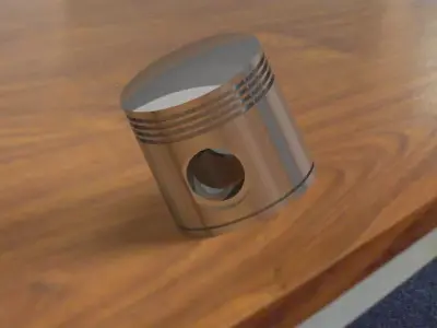 Piston wooden table with metal lamp 3D model