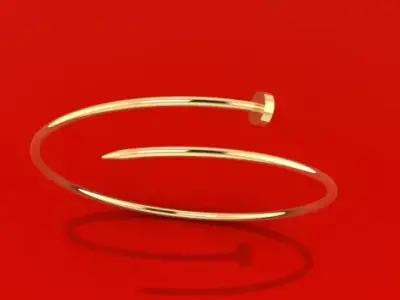501 Bent Nail Gold Bangle 3D print model