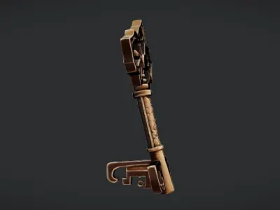 ornate antique key 3D model purchase