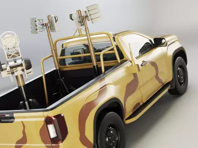 Anti Drone Pickup Truck Desert Camo 3D model
