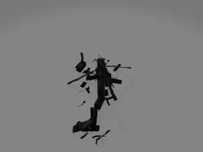 crashed helicopter Low-poly 3D model
