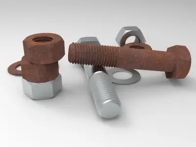 Nut Bolt  Low-poly 3D model