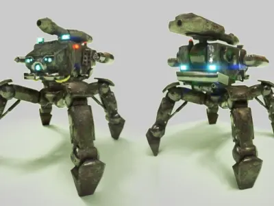Sentinel 02 Quadruped military tank Free low-poly 3D model