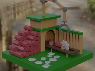 sawmill Free low-poly 3D model