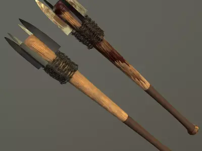 Baseball bat with KNIFES and BARBED 3D model