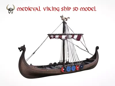  Medieval Viking ship 3D model Low-poly 3D model