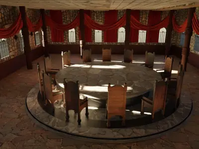 Council Hall - Round Table Low-poly 3D model
