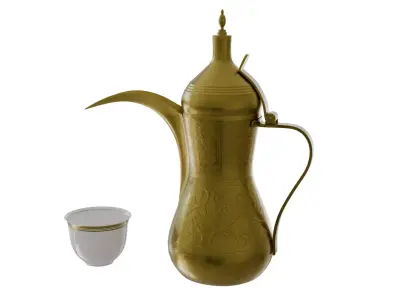 Ramadan - Islamic Coffee Pot -Dallah- with Porcelain Cup 3D model